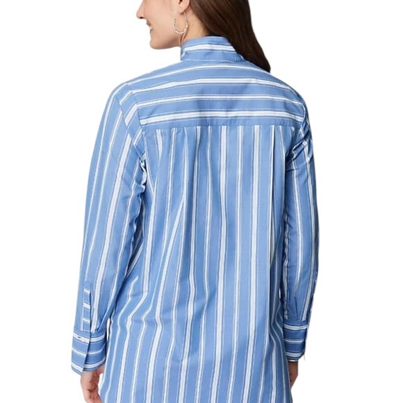 J. Jill NWT Stand-Collar Tunic. Cobalt‎ blue/white stripe LP. - Picture 3 of 8